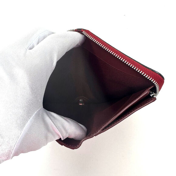 Coach Medium Id Zip Wallet Signature Canvas Wild Strawberry Khaki Red CH529 - Picture 5 of 9